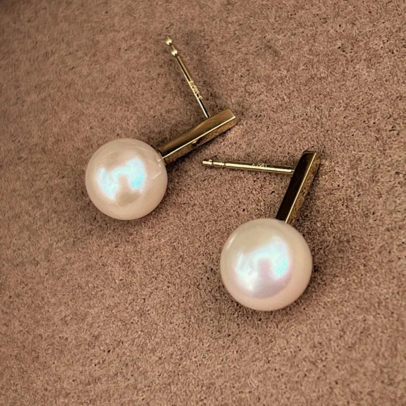 Crochet | Pearl Drop Studs (Solid Gold) | Lady Estere Jewellery | Worldwide Shipping 14K 18K Solid Gold Lab-Grown Diamond Moissanite White