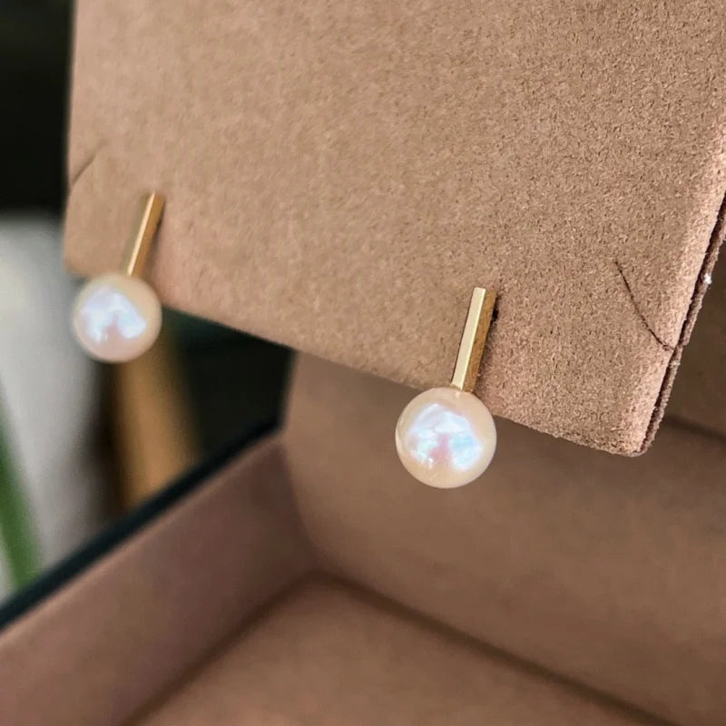 Crochet | Pearl Drop Studs (Solid Gold) | Lady Estere Jewellery | Worldwide Shipping 14K 18K Solid Gold Lab-Grown Diamond Moissanite White