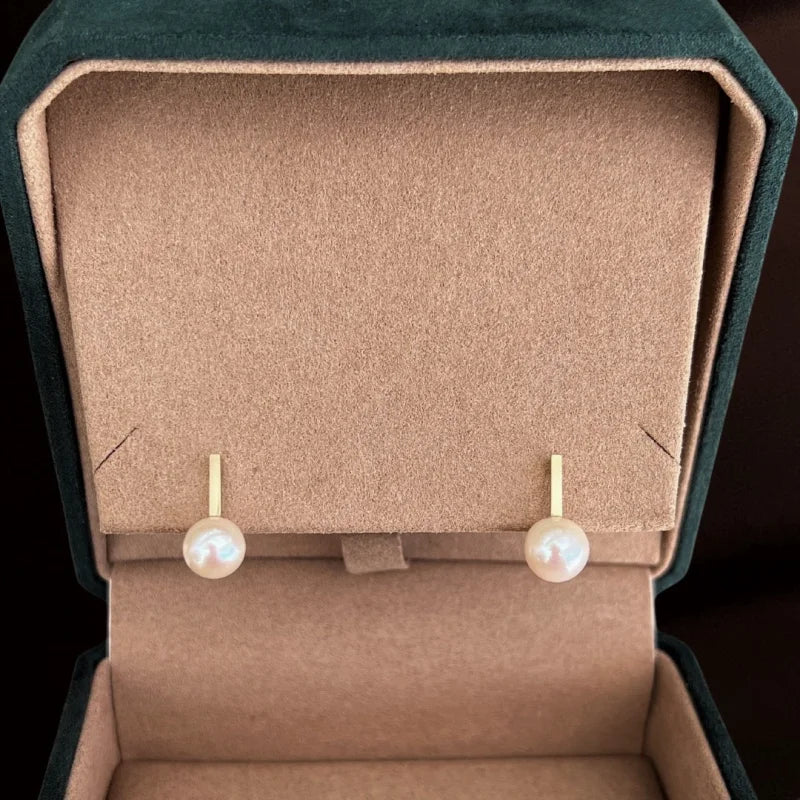 Crochet | Pearl Drop Studs (Solid Gold) | Lady Estere Jewellery | Worldwide Shipping 14K 18K Solid Gold Lab Grown Diamond Moissanite White