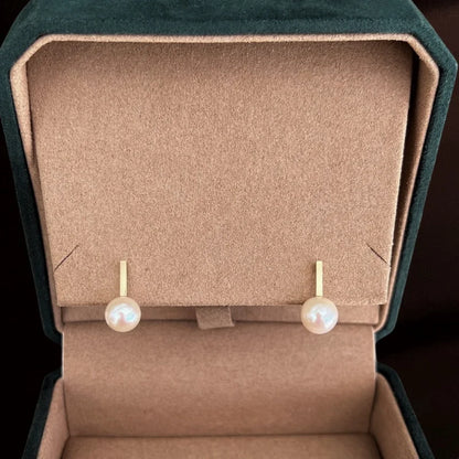 Crochet | Pearl Drop Studs (Solid Gold) | Lady Estere Jewellery | Worldwide Shipping 14K 18K Solid Gold Lab Grown Diamond Moissanite White