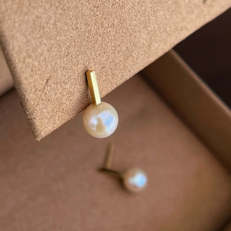 Crochet | Pearl Drop Studs (Solid Gold) | Lady Estere Jewellery | Worldwide Shipping 14K 18K Solid Gold Lab Grown Diamond Moissanite White