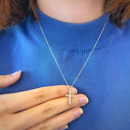 Cross Reversible Diamond Necklace (Solid Gold) Initials Pendant (14K & 18K Solid | SG Singapore Lady Estere | Initial Alphabet Jewellery