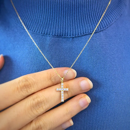 Cross Reversible Diamond Necklace (Solid Gold) Initials Pendant (14K & 18K Solid | SG Singapore Lady Estere | Initial Alphabet Jewellery