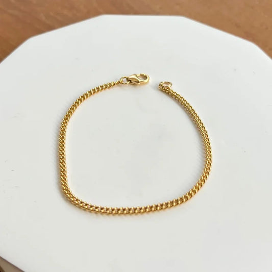 Curb Chain | Bracelet | Lady Estere Jewellery | Worldwide Shipping 14K 18K Solid Gold Lab-Grown Diamond Moissanite White Yellow Rose SG,