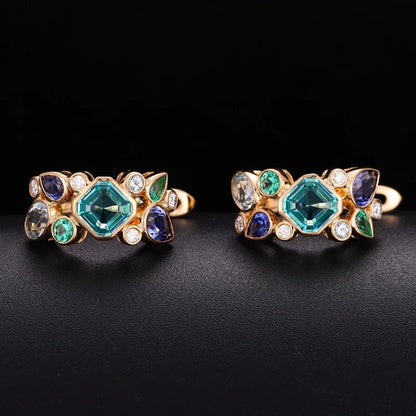 Custom Multi-Gemstone Family Birthstone Earrings | Lady Estere Jewellery | Worldwide 14K 18K Solid Gold Lab-Grown Diamond Moissanite White