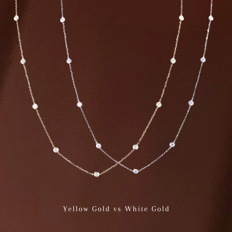 DBTY v2 | Diamonds By the Yard Station Necklace (Solid Gold) | Lady Estere Jewellery 14K 18K Solid Gold Lab-Grown Diamond Moissanite White