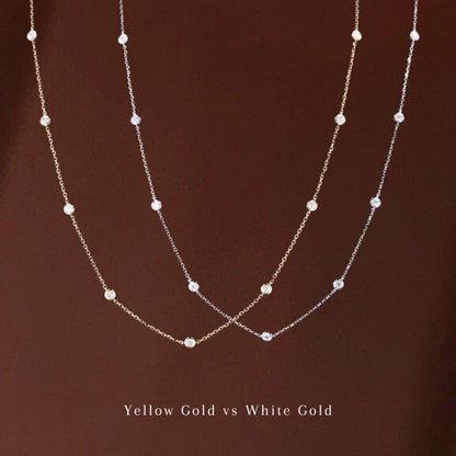 DBTY v2 | Diamonds By the Yard Station Necklace (Solid Gold) | Lady Estere Jewellery 14K 18K Solid Gold Lab-Grown Diamond Moissanite White