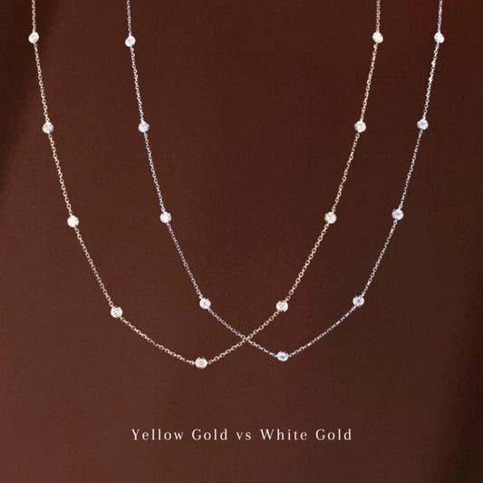 DBTY v2 | Diamonds By the Yard Station Necklace (Solid Gold) | Lady Estere Jewellery 14K 18K Solid Gold Lab-Grown Diamond Moissanite White