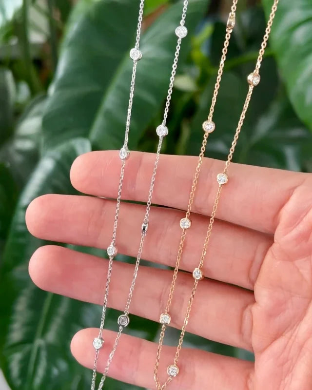 DBTY v2 | Diamonds By the Yard Station Necklace (Solid Gold) | Lady Estere Jewellery 14K 18K Solid Gold Lab-Grown Diamond Moissanite White