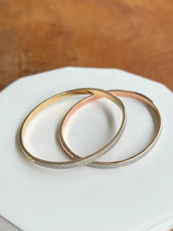 Deluxe | Reversible Pave Bracelet Bangle (Solid Gold) | Lady Estere Jewellery | Worldwide 14K 18K Solid Gold Lab-Grown Diamond Moissanite