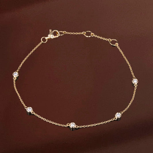 Diamonds By the Yard | Five Piece Bracelet (Solid Gold) | Lady Estere Jewellery 14K 18K Solid Gold Lab - Grown Diamond Moissanite White