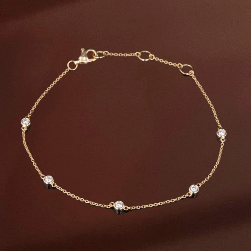 Diamonds By the Yard | Five Piece Bracelet (Solid Gold) | Lady Estere Jewellery 14K 18K Solid Gold Lab Grown Diamond Moissanite White