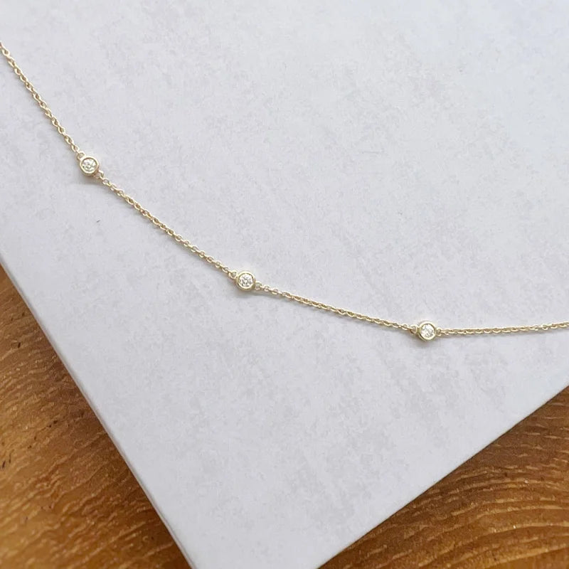 Diamonds By the Yard | Ten Piece Necklace (Solid Gold) | Lady Estere Jewellery 14K 18K Solid Gold Lab Grown Diamond Moissanite White Yellow