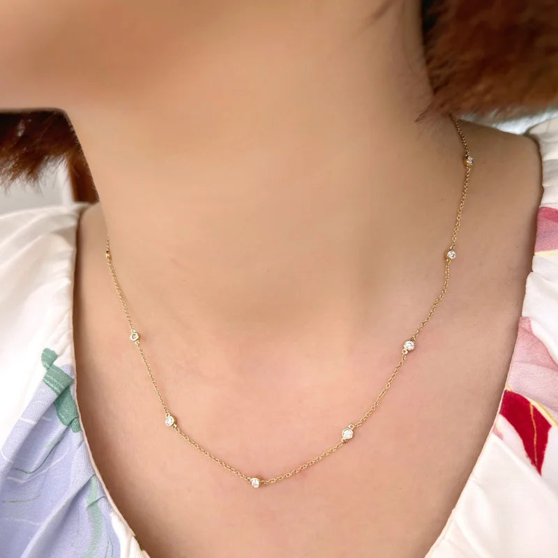 Diamonds By the Yard | Ten Piece Necklace (Solid Gold) | Lady Estere Jewellery 14K 18K Solid Gold Lab Grown Diamond Moissanite White Yellow