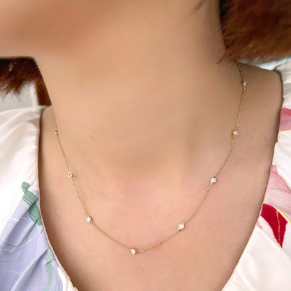 Diamonds By the Yard | Ten Piece Necklace (Solid Gold) | Lady Estere Jewellery 14K 18K Solid Gold Lab Grown Diamond Moissanite White Yellow