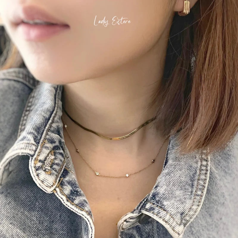 Diamonds By the Yard | Ten Piece Necklace (Solid Gold) | Lady Estere Jewellery 14K 18K Solid Gold Lab Grown Diamond Moissanite White Yellow