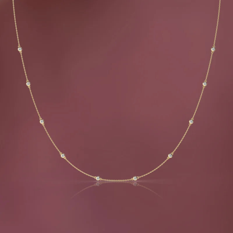 Diamonds By the Yard | Ten Piece Necklace (Solid Gold) | Lady Estere Jewellery 14K 18K Solid Gold Lab Grown Diamond Moissanite White Yellow