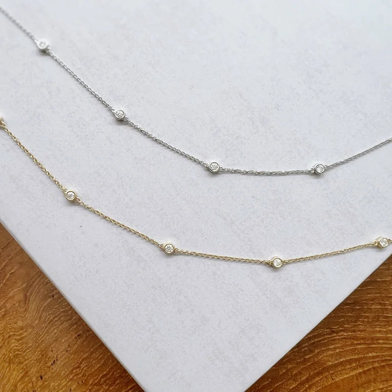 Diamonds By the Yard | Ten Piece Necklace (Solid Gold) | Lady Estere Jewellery 14K 18K Solid Gold Lab Grown Diamond Moissanite White Yellow