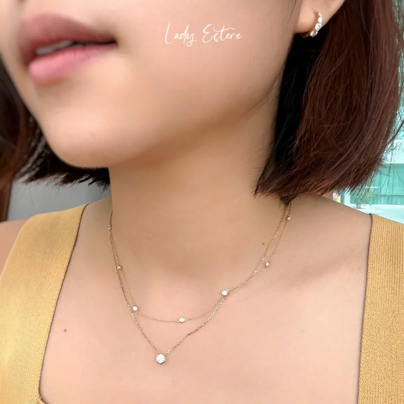 Diamonds By the Yard | Ten Piece Necklace (Solid Gold) Lady Estere Jewellery 14K 18K Solid Gold Lab - Grown Diamond Moissanite White Yellow