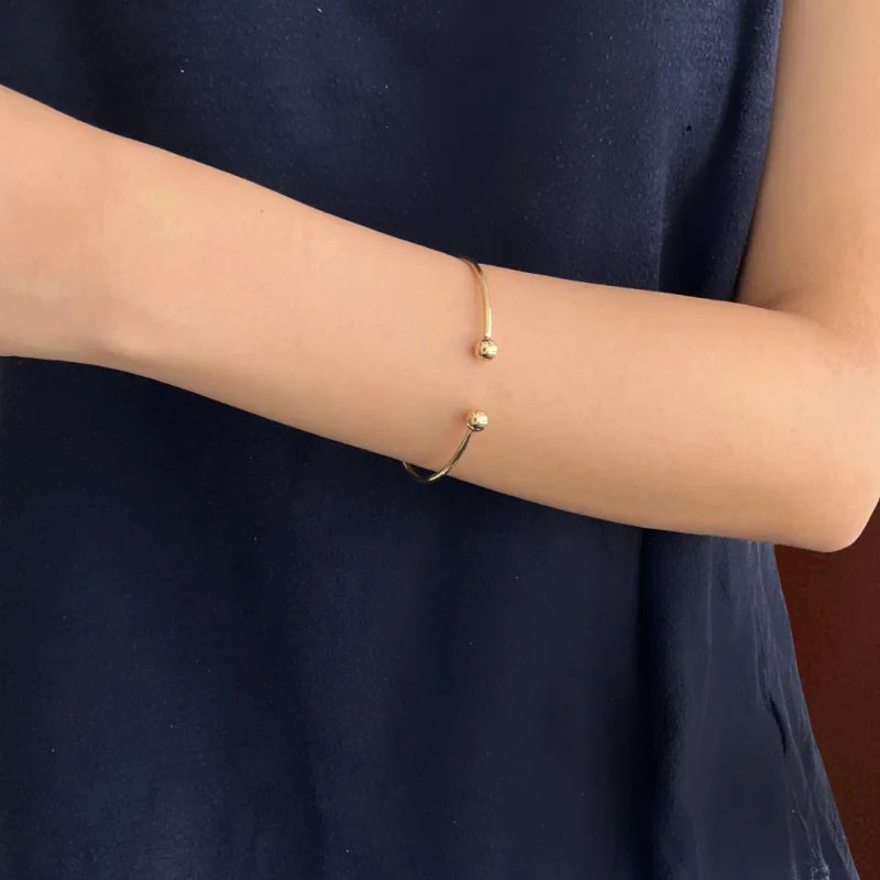 Duet Cuff | Ball Bangle Bracelet (Solid Gold) | Lady Estere Jewellery | Worldwide Shipping 14K 18K Solid Gold Lab-Grown Diamond Moissanite