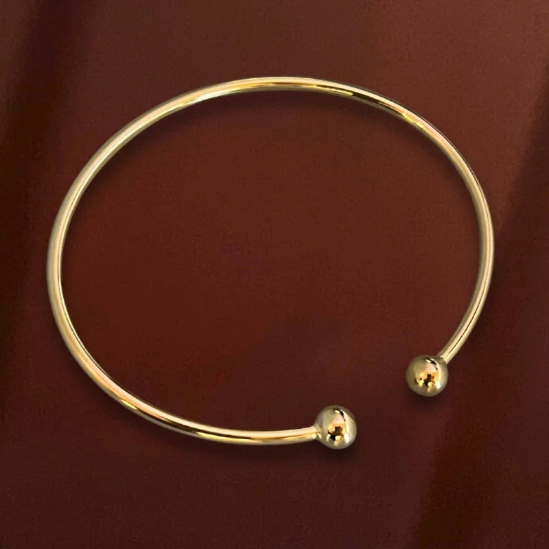 Duet Cuff | Ball Bangle Bracelet (Solid Gold) | Lady Estere Jewellery | Worldwide Shipping 14K 18K Solid Gold Lab-Grown Diamond Moissanite