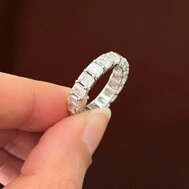 Emerald Cut | 4ct Full Eternity Ring (Solid gold) | Lady Estere Jewellery | Worldwide 14K 18K Solid Gold Lab-Grown Diamond Moissanite White