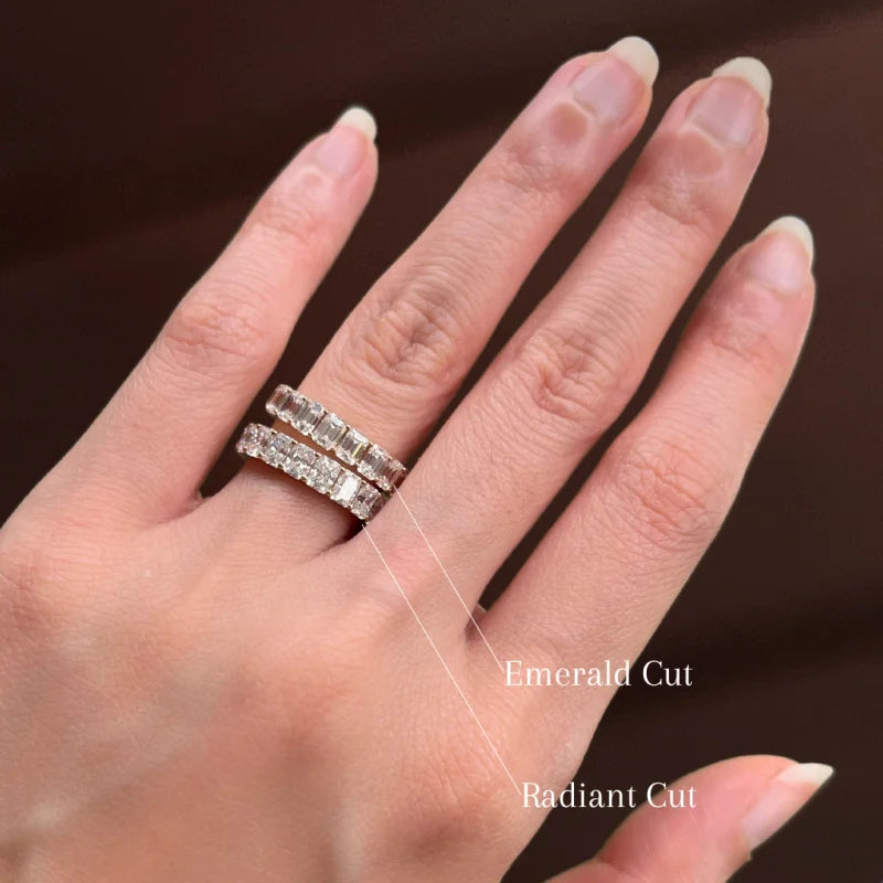 Emerald Cut | 4ct Full Eternity Ring (Solid gold) | Lady Estere Jewellery | Worldwide 14K 18K Solid Gold Lab-Grown Diamond Moissanite White