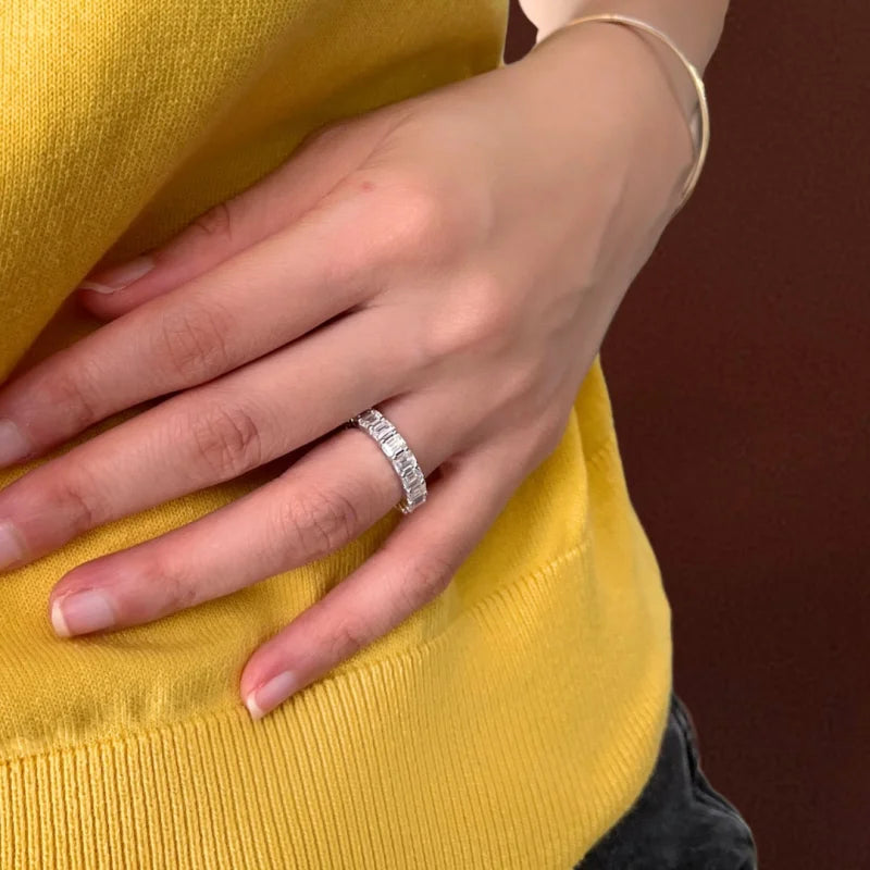 Emerald Cut | 4ct Full Eternity Ring (Solid gold) | Lady Estere Jewellery | Worldwide 14K 18K Solid Gold Lab-Grown Diamond Moissanite White