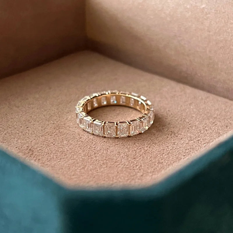 Emerald Cut | 4ct Full Eternity Ring (Solid gold) | Lady Estere Jewellery | Worldwide 14K 18K Solid Gold Lab-Grown Diamond Moissanite White