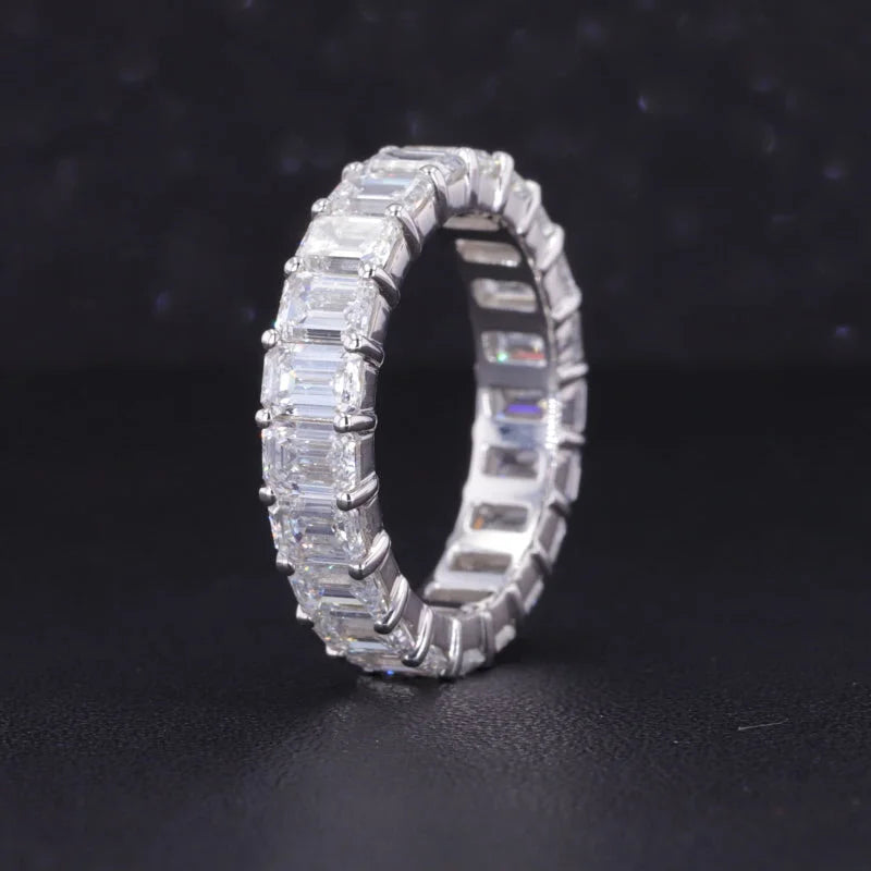 Emerald Cut Diamond Eternity Ring | Lady Estere Jewellery | Worldwide Shipping 14K 18K Solid Gold Lab-Grown Moissanite White Yellow Rose