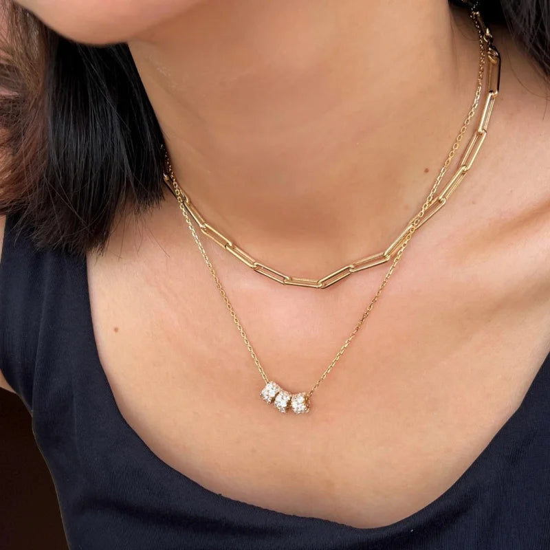 Famille | Token Multi Pendant Necklace (solid gold) | Lady Estere Jewellery | Worldwide 14K 18K Solid Gold Lab Grown Diamond Moissanite