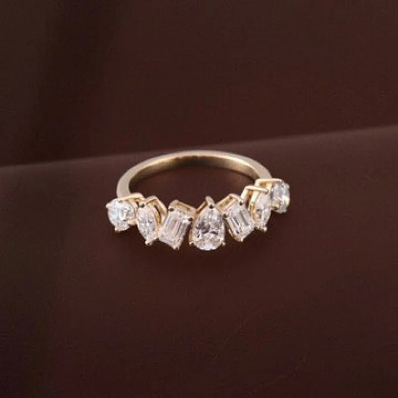Festival | 3ct Fancy Mixed Cut Cluster Ring (Solid gold) | Lady Estere Jewellery 14K 18K Solid Gold Lab-Grown Diamond Moissanite White