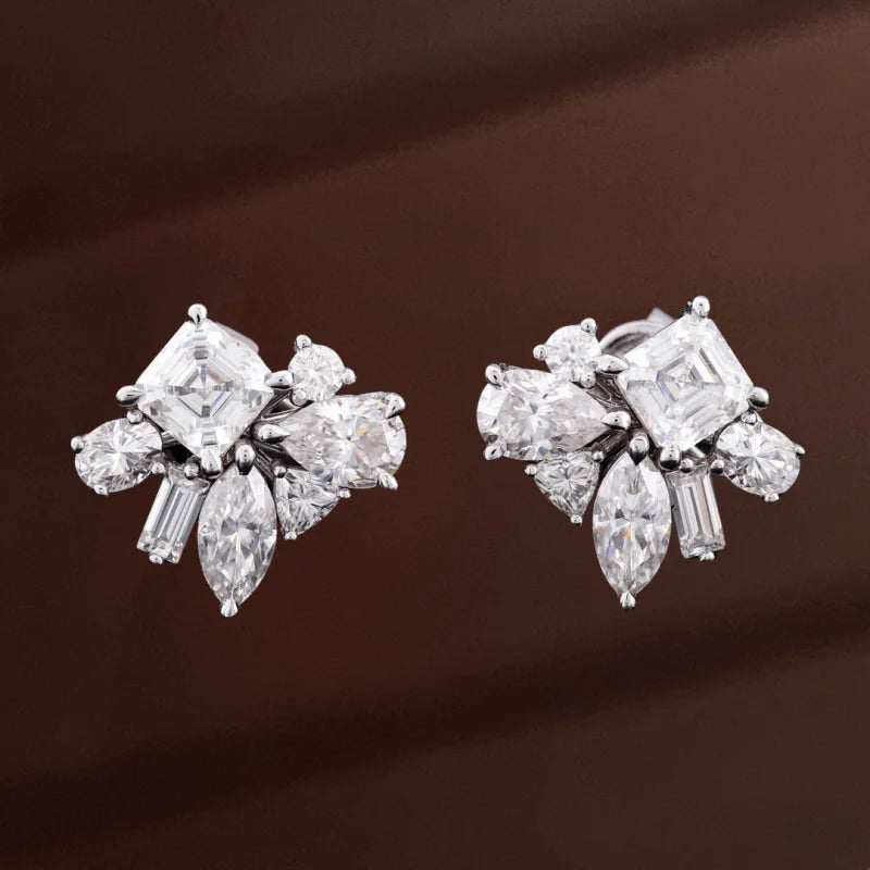 Festival | 5ct Fancy Mixed Cut Statement Earring Studs (Solid gold) | Lady Estere Jewellery 14K 18K Solid Gold Lab - Grown Diamond