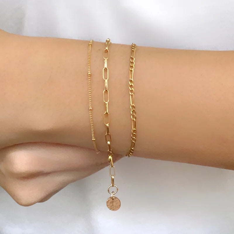 Figaro | Minimalist Chain Bracelet | Lady Estere Jewellery | Worldwide Shipping 14K 18K Solid Gold Lab-Grown Diamond Moissanite White