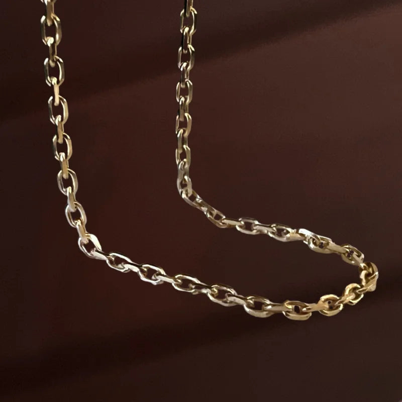 Fine Cartier Chains | Diamond Cut Anchor Necklace (solid gold) | Lady Estere Jewellery | 14K 18K Solid Gold Lab-Grown Moissanite White