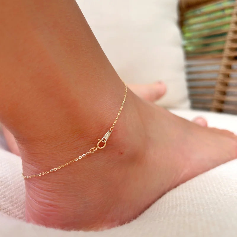 Forever Fine | Reflections Anklet Chain (Solid Gold) | Lady Estere Jewellery | Worldwide 14K 18K Solid Gold Lab - Grown Diamond Moissanite