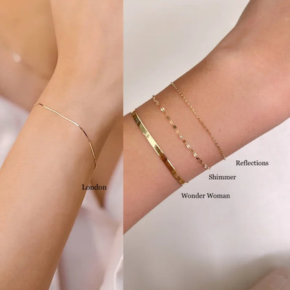 Forever Fine | Shimmer Bracelet Chain (Solid Gold) | Lady Estere Jewellery | Worldwide 14K 18K Solid Gold Lab-Grown Diamond Moissanite
