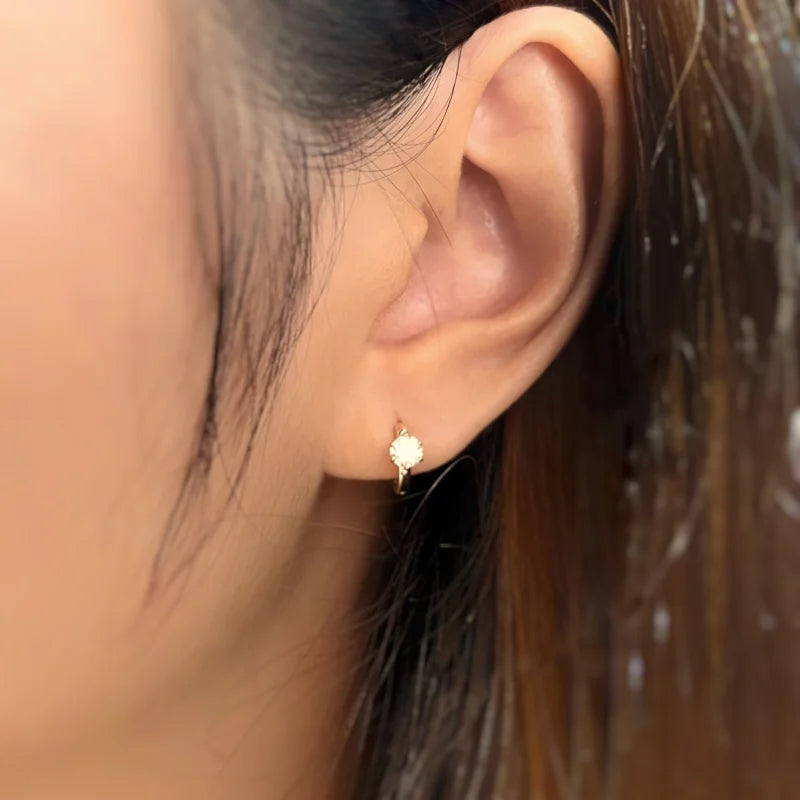 Frost | Ruby Solitaire Hoops (Solid Gold) | Lady Estere Jewellery | Worldwide Shipping 14K 18K Solid Gold Lab Grown Diamond Moissanite
