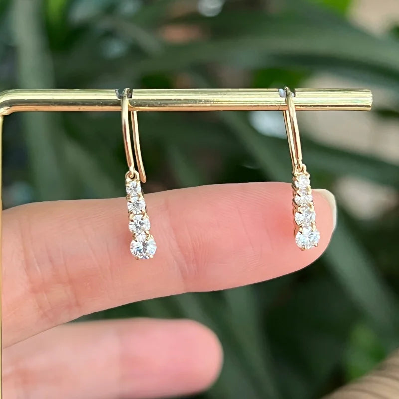 Geri | Graduated Drop Earrings (Solid Gold) | Lady Estere Jewellery | Worldwide Shipping 14K 18K Solid Gold Lab-Grown Diamond Moissanite