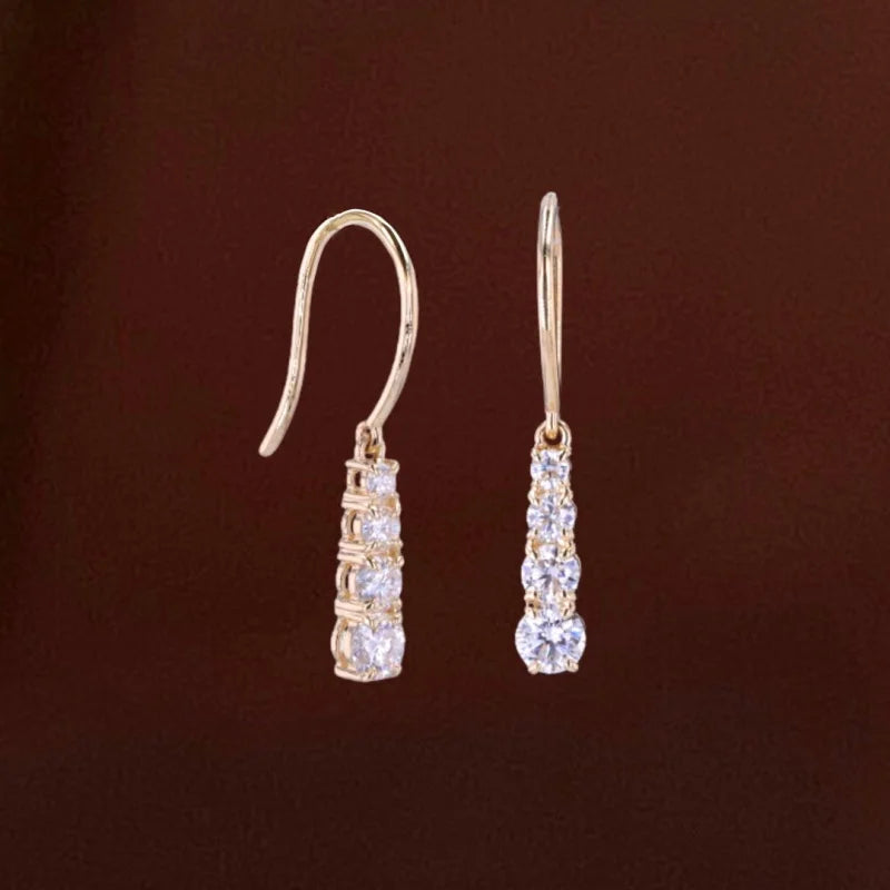 Geri | Graduated Drop Earrings (Solid Gold) | Lady Estere Jewellery | Worldwide Shipping 14K 18K Solid Gold Lab-Grown Diamond Moissanite