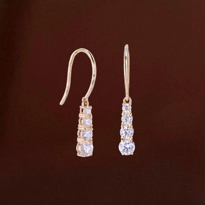 Geri | Graduated Drop Earrings (Solid Gold) | Lady Estere Jewellery | Worldwide Shipping 14K 18K Solid Gold Lab-Grown Diamond Moissanite