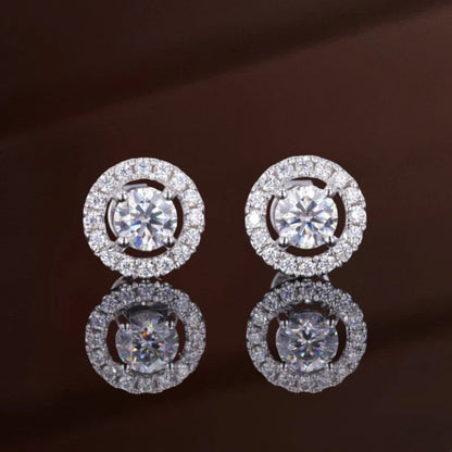 Halo Studs | Classic (Solid gold) | Lady Estere Jewellery | Worldwide Shipping 14K 18K Solid Gold Lab Grown Diamond Moissanite White Yellow