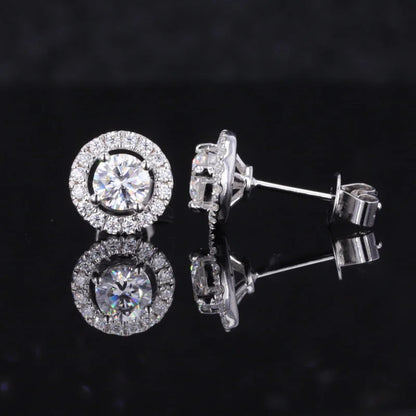 Halo Studs | Classic (Solid gold) | Lady Estere Jewellery | Worldwide Shipping 14K 18K Solid Gold Lab Grown Diamond Moissanite White Yellow