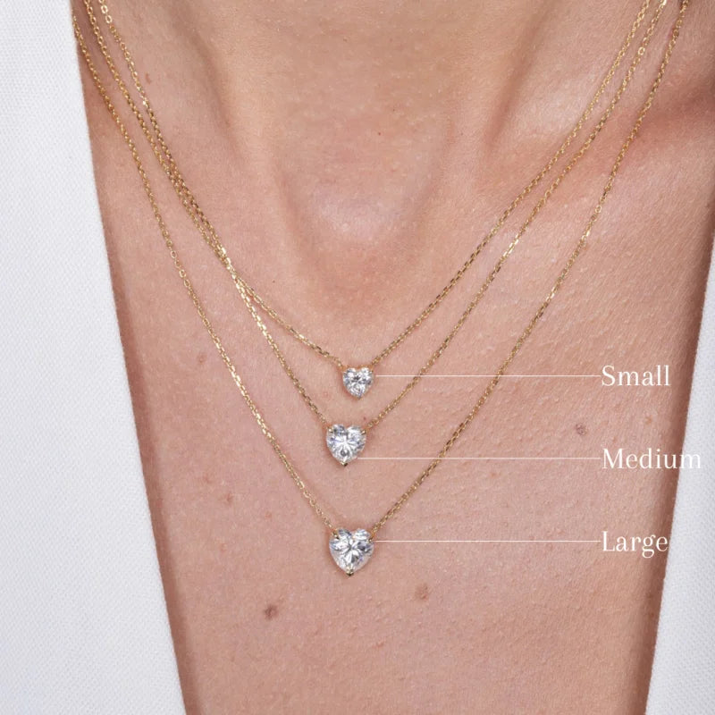 Heart | Moissanite Solitaire Necklace (Solid gold) | Lady Estere Jewellery | Worldwide 14K 18K Solid Gold Lab-Grown Diamond White Yellow