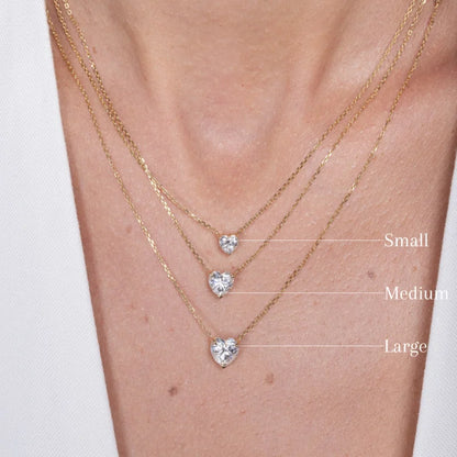 Heart | Moissanite Solitaire Necklace (Solid gold) | Lady Estere Jewellery | Worldwide 14K 18K Solid Gold Lab-Grown Diamond White Yellow