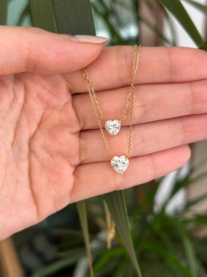 Heart | Moissanite Solitaire Necklace (Solid gold) | Lady Estere Jewellery | Worldwide 14K 18K Solid Gold Lab - Grown Diamond White Yellow