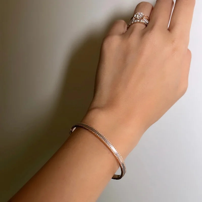 Illuminate | Special Finish Bangle Bracelet (Solid Gold) | Lady Estere Jewellery 14K 18K Solid Gold Lab - Grown Diamond Moissanite White