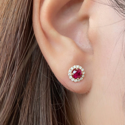 Halo Studs | Blood Rubies (Rose Gold)