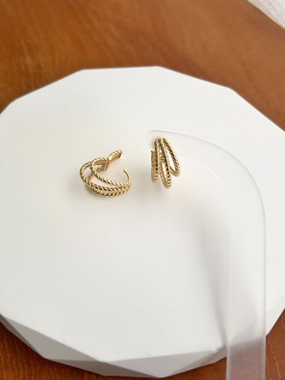 Hula | Triple Loop Earrings (Solid Gold)