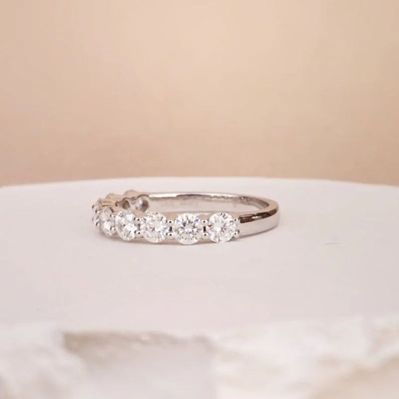 La Lune | 3.5mm Half Eternity Ring (Solid Gold) | Lady Estere Jewellery | Worldwide 14K 18K Solid Gold Lab - Grown Diamond Moissanite White